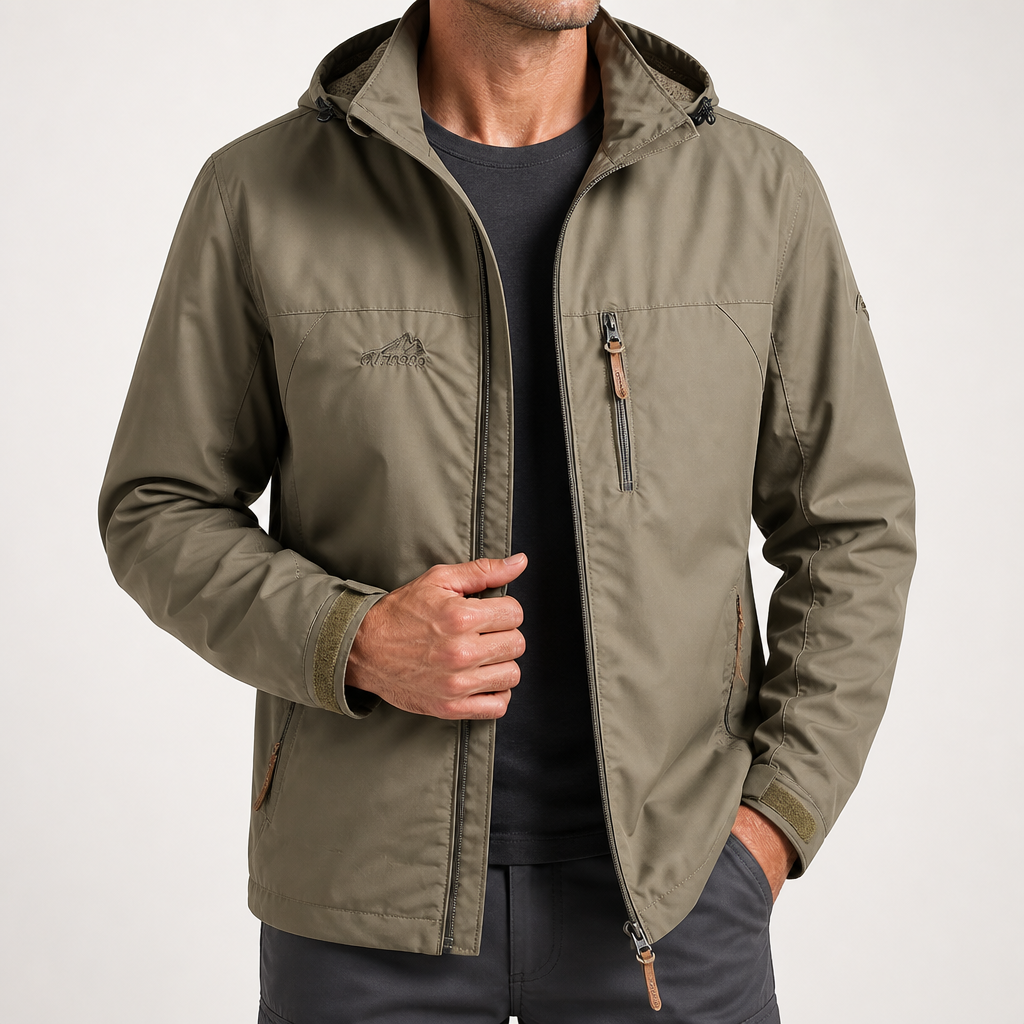 Tony | Mens Windbreaker Jacket Lightweight Sports Outdoor Rain Coat, Khaki