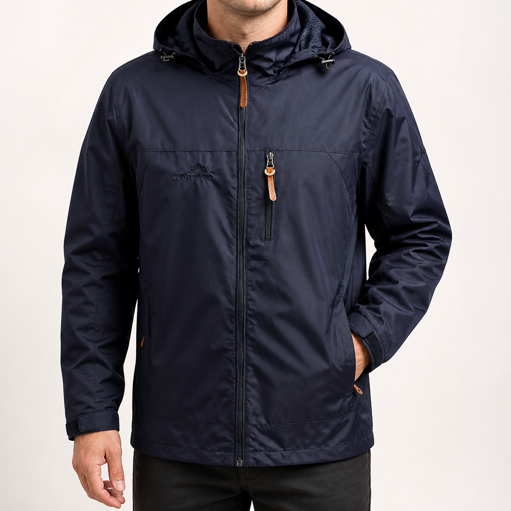 Tony | Mens Windbreaker Jacket Lightweight Sports Outdoor Rain Coat, Dark Blue
