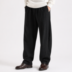 Torin | Mens Wide Leg Linen Loose Casual Cotton Trousers, Black