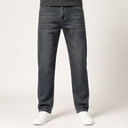 Travis | Mens Straight Leg Jeans Loose Washed Retro Denim Pants, Grey 2