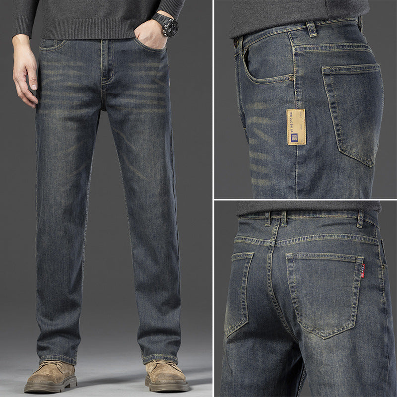 Travis | Mens Straight Leg Jeans Loose Washed Retro Denim Pants