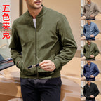 Tremaine | Mens Suede Stand Collar Zip Bomber Jacket Coat - 1