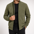 Tremaine | Mens Suede Stand Collar Zip Bomber Jacket Coat, Army Green