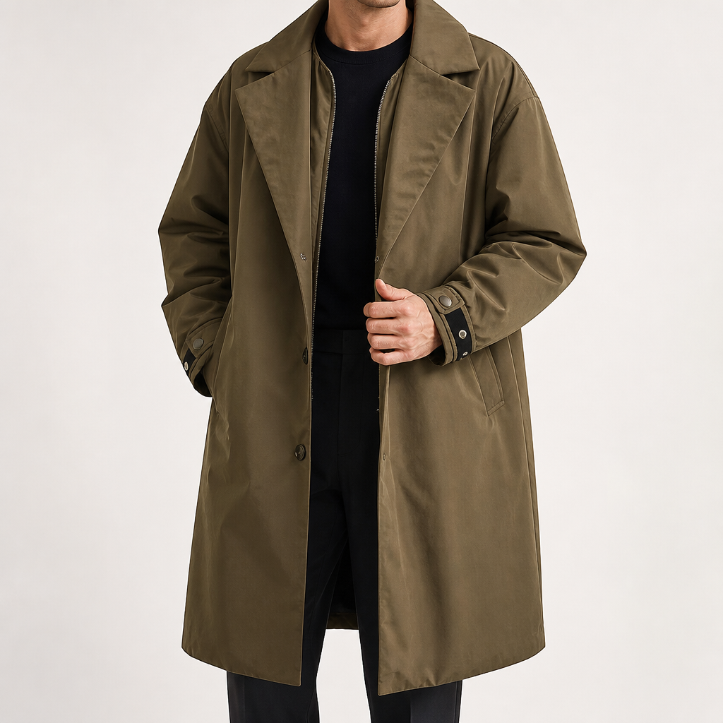 Troy | Mens Hooded Quilted Mid Length Padded Winter Coat, Army Green