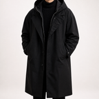 Troy | Mens Hooded Quilted Mid Length Padded Winter Coat, Black