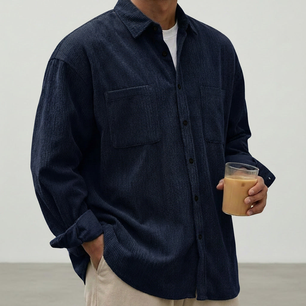 Tucker | Mens Corduroy Long Sleeve Casual Button Down Shirt