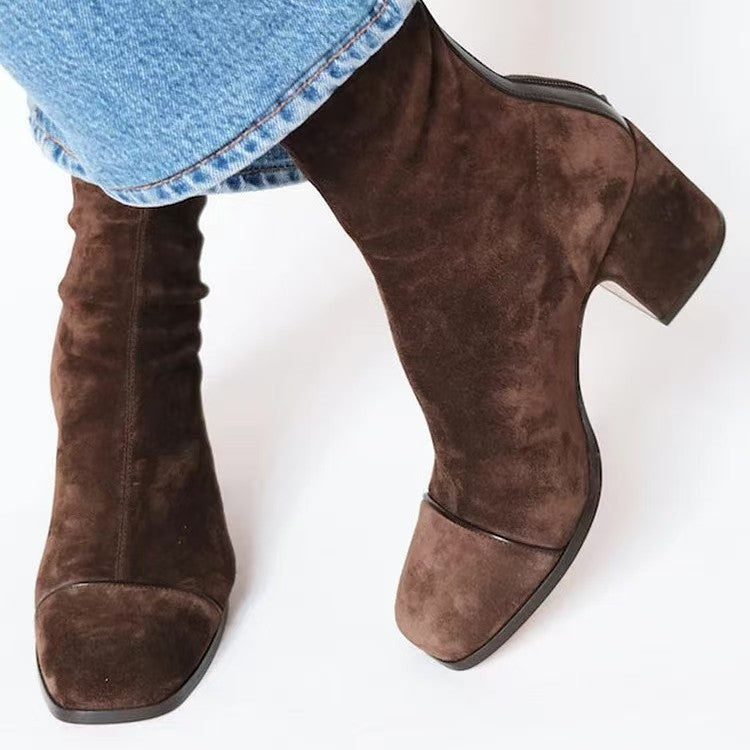 Twyla | Womens Suede Knee High Boots Heeled Winter Long Footwear