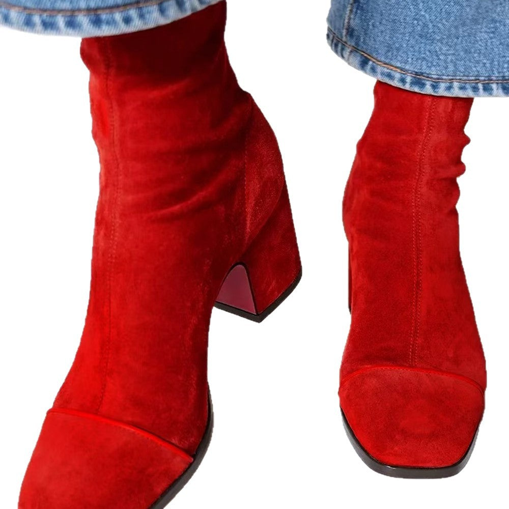 Twyla | Womens Suede Knee High Boots Heeled Winter Long Footwear