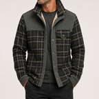 Ulric | Mens Fleece Lined Flannel Shirt Winter Light Jacket, Dark Army Green