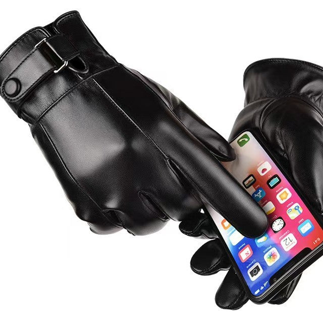 Una | Womens Leather Gloves Touch Screen Warm Winter Cycling