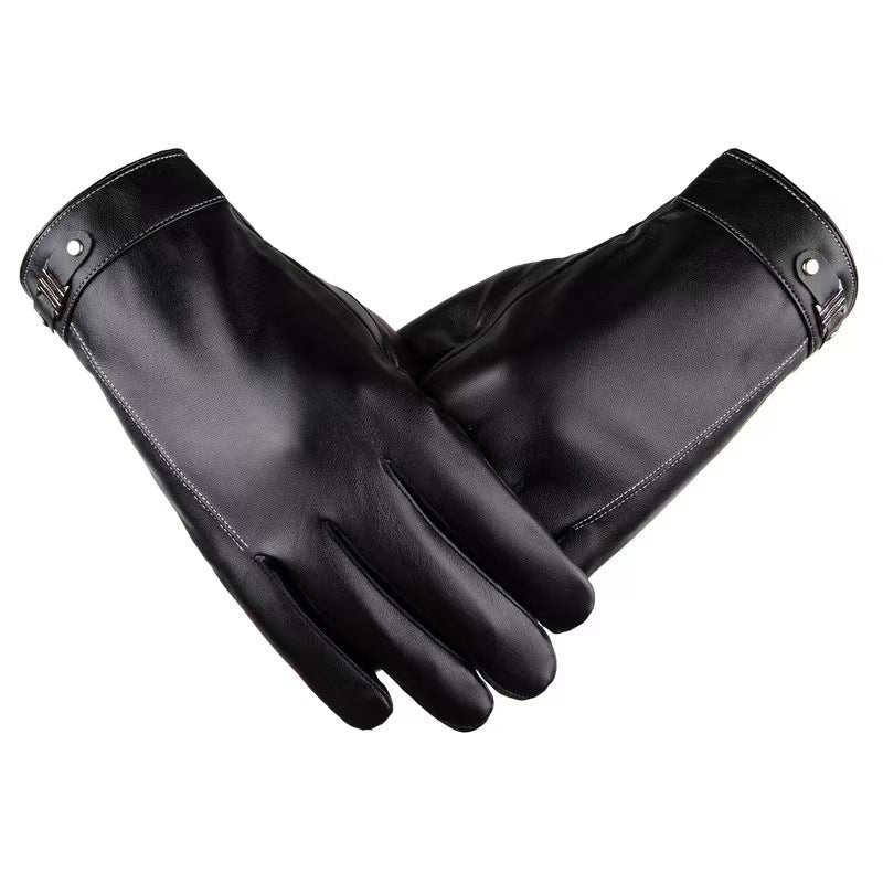 Una | Womens Leather Gloves Touch Screen Warm Winter Cycling