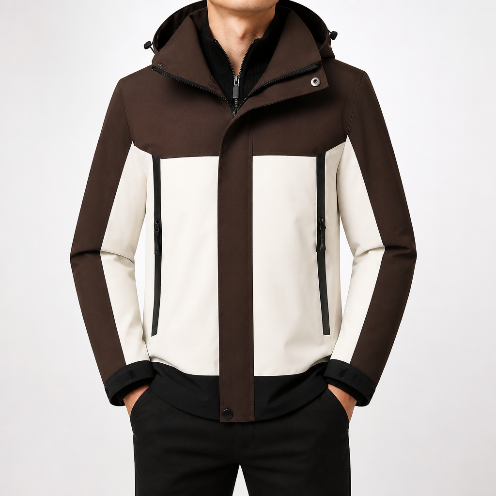 Vance | Mens Waterproof Windproof Hooded Lightweight Outdoor Work Rain Jacket, Design 1