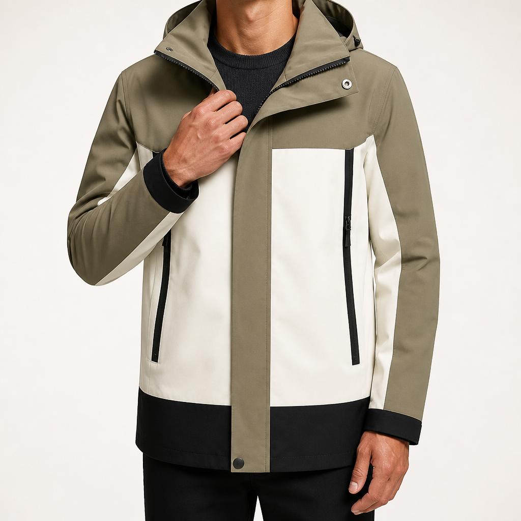 Vance | Mens Waterproof Windproof Hooded Lightweight Outdoor Work Rain Jacket, Design 3