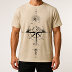 Vaughn | Mens Drop Shoulder Graphic Print T Shirt, Khaki