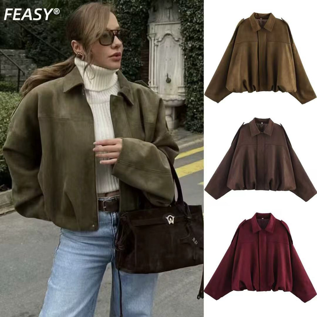 Vera | Womens Suede Aviator Bomber Jacket - 3
