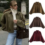 Vera | Womens Suede Aviator Bomber Jacket - 3