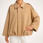 Vera | Womens Suede Aviator Bomber Zip Up Jacket, Khaki 2