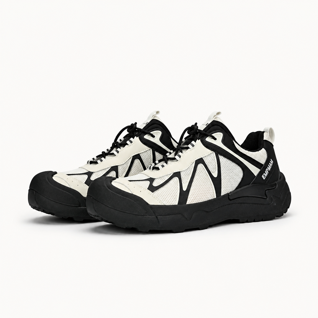 Verna | Womens Lightweight Non Slip Trail Running Walking Shoes, Cream Black 3