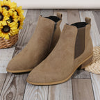 Vesper | Womens Square Heel Side Zip Pointed Ankle Suede Boots - 13
