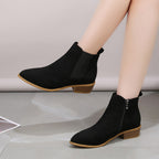 Vesper | Womens Square Heel Side Zip Pointed Ankle Suede Boots - 2
