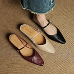 Vianne | Womens Genuine Leather Toe Post Flat Black Sandals - 4