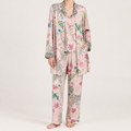 Vicki | Womens Long Sleeve Satin Sleepwear Pajama Set, Pink