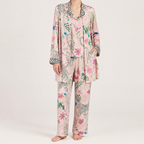 Vicki | Womens Long Sleeve Satin Sleepwear Pajama Set, Pink