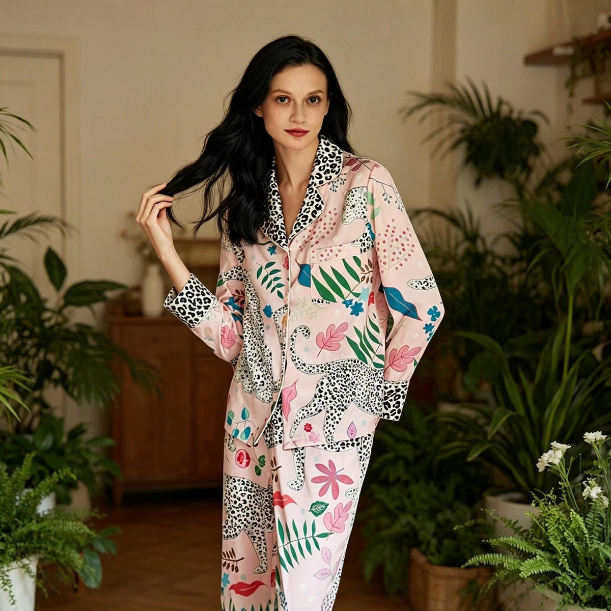 Vicki | Womens Long Sleeve Satin Sleepwear Pajama Set