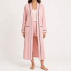 Victoria | Womens Cotton Robe Nightgown Loungewear, Pink