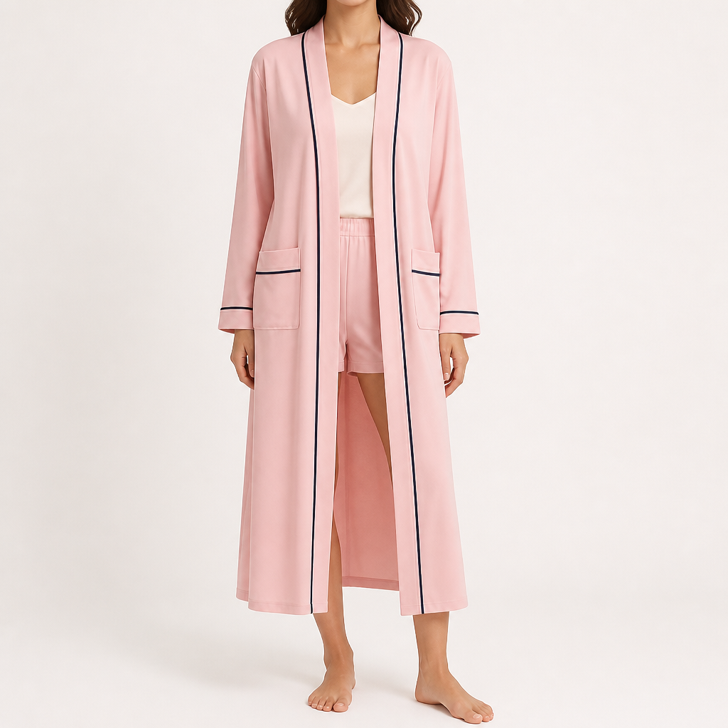 Victoria | Womens Cotton Robe Nightgown Loungewear, Pink