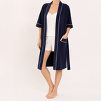 Victoria | Womens Cotton Robe Nightgown Loungewear, Blue 2