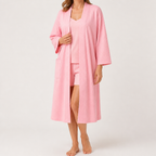 Victoria | Womens Cotton Robe Nightgown Loungewear, Pink 2