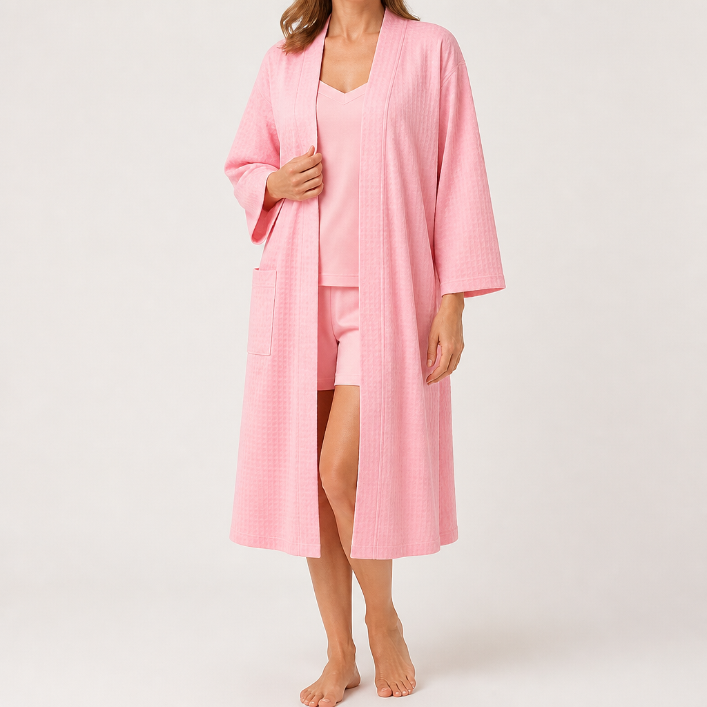 Victoria | Womens Cotton Robe Nightgown Loungewear, Pink 2