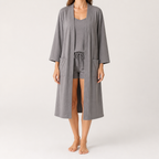 Victoria | Womens Cotton Robe Nightgown Loungewear, Gray 2