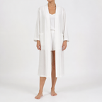 Victoria | Womens Cotton Robe Nightgown Loungewear, White 2