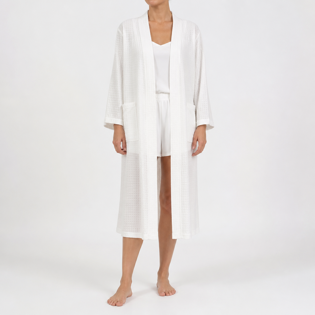 Victoria | Womens Cotton Robe Nightgown Loungewear, White 2