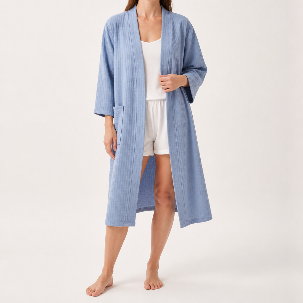 Victoria | Womens Cotton Robe Nightgown Loungewear, Sky Blue