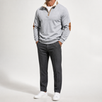 Viggo | Mens Half Zip Fleece Sweatshirt Long Sleeve Top, light grey