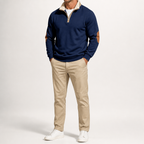 Viggo | Mens Half Zip Fleece Sweatshirt Long Sleeve Top, Navy