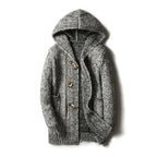Vince | Mens Hooded Cardigan Sweater Chunky Knit Toggle Winter Coat