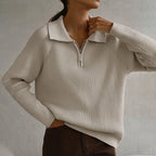 Vivienne | Womens Quarter Zip Knit Sweater, Apricot