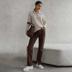 Vivienne | Womens Quarter Zip Knit Sweater, Apricot