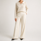 Vivienne | Womens Quarter Zip Knitted Jumper, Apricot