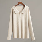 Vivienne | Womens Quarter Zip Knit Sweater, Apricot