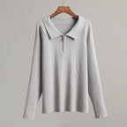 Vivienne | Womens Quarter Zip Knit Sweater, Grey
