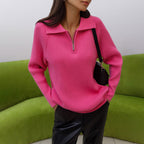 Vivienne | Womens Quarter Zip Knit Sweater, Pink