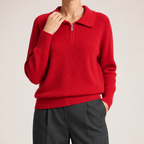 Vivienne | Womens Quarter Zip Knitted Jumper, Red