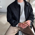 Walker | Mens Bomber Jacket Retro Washed Loose Zip Up Lapel Coat
