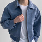 Walker | Mens Bomber Jacket Retro Washed Loose Zip Up Lapel Coat