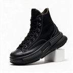 Wallace | Mens Platform Sneakers Canvas Thick Sole Lace Up Shoes